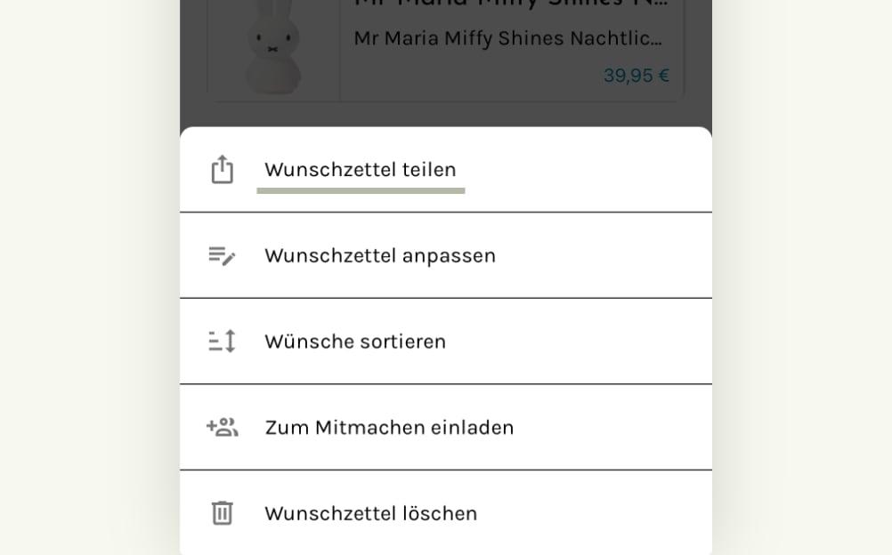 Baby-Wunschzettel teilen und Geschenke reservieren