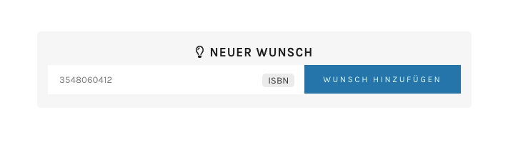 Neuen Wunsch per ISBN hinzufügen - bitte.kaufen