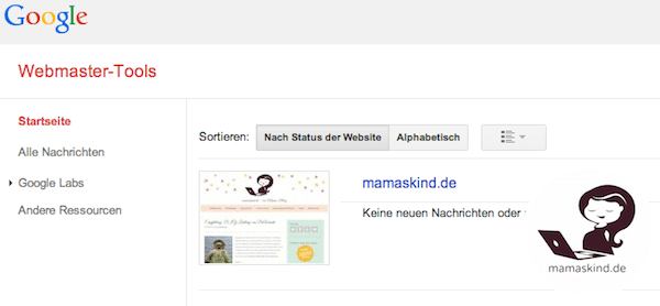 Webmaster Tools für mamaskind.de