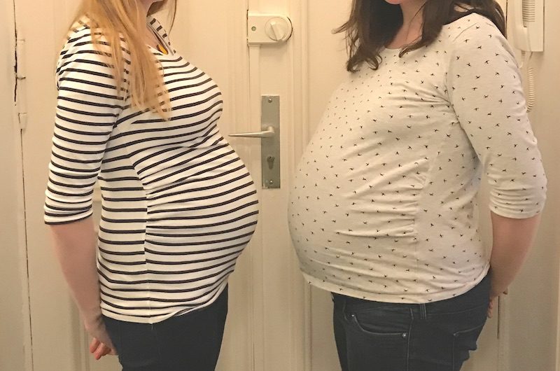 Bauchvergleich: 8. und 10. Monat der Schwangerschaft