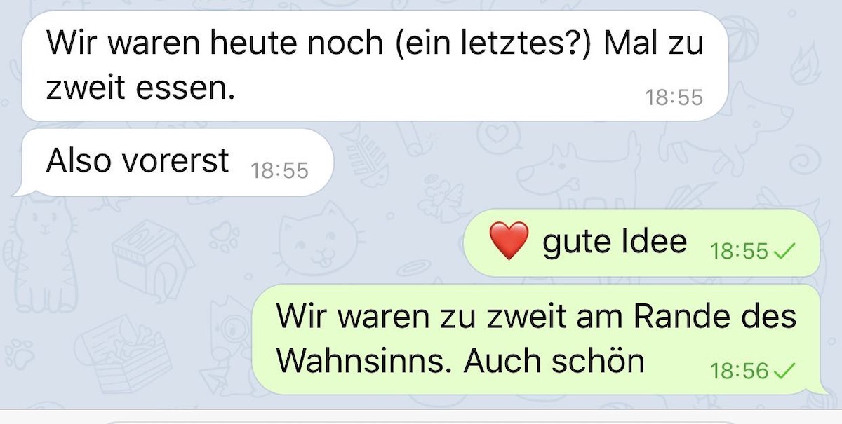 Wie Familien mit der Schließung umgehen: Essen gehen, so lange es noch geht. - Mamaskind.de