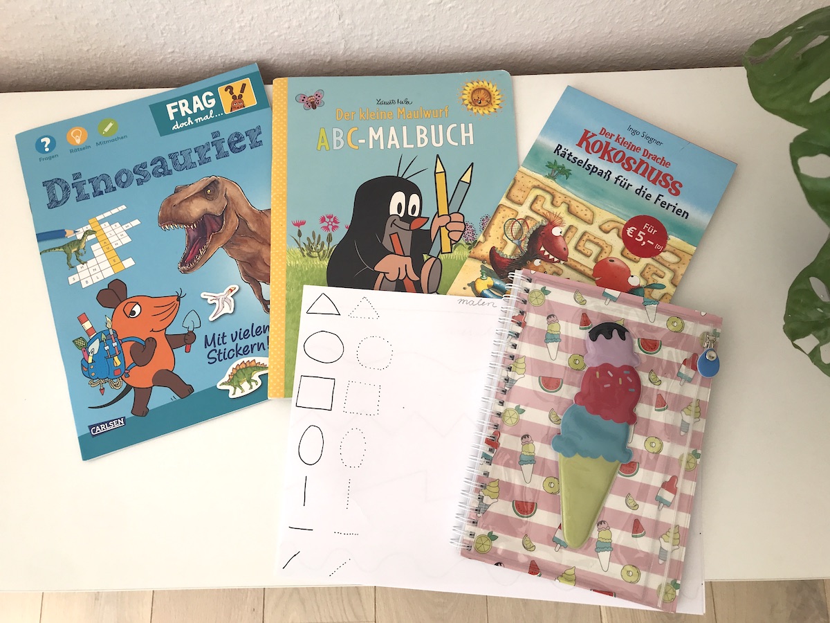 Hefte für Vorschulkinder, ein Schreibheft und DIY Übungen für 5 - 6 Jährige - Mehr Infos zur Bastelbox auf Mamaskind.de