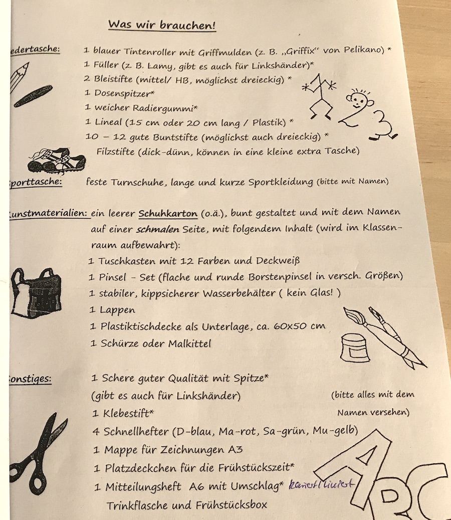 Material-Liste für die erste Klasse - Mamaskind.de