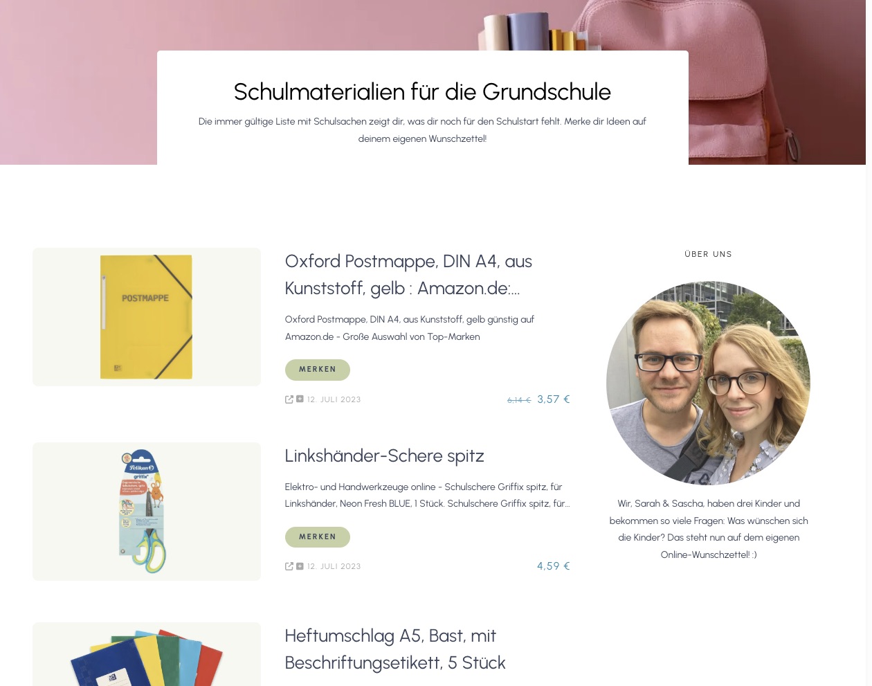 Schulmaterialien für die Grundschule - Geschenkefinder