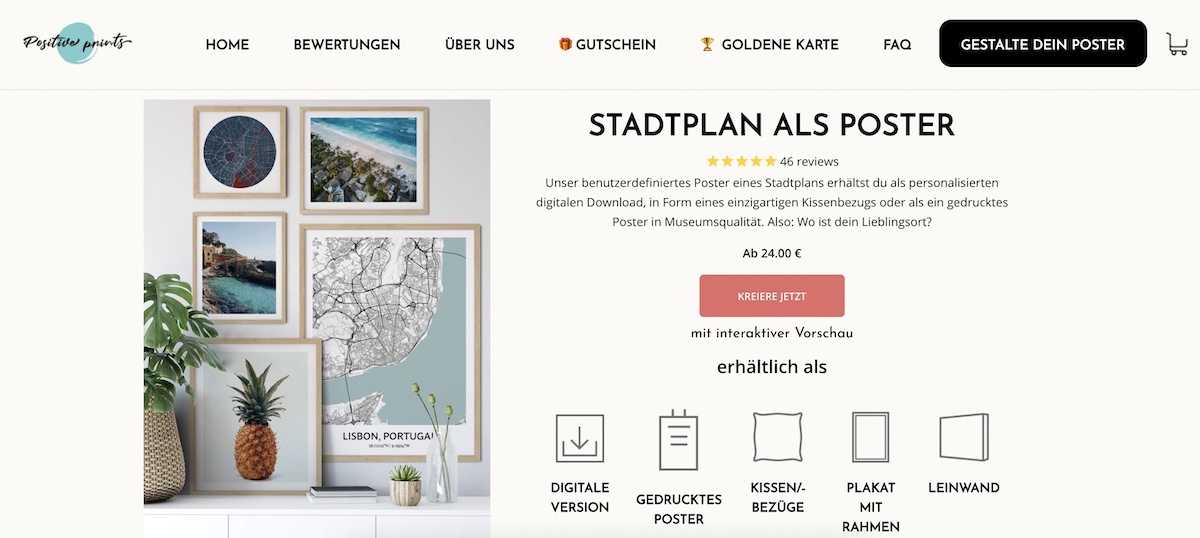Stadtplan als Poster kaufen und individuell gestalten - Positive Prints - Mamaskind.de
