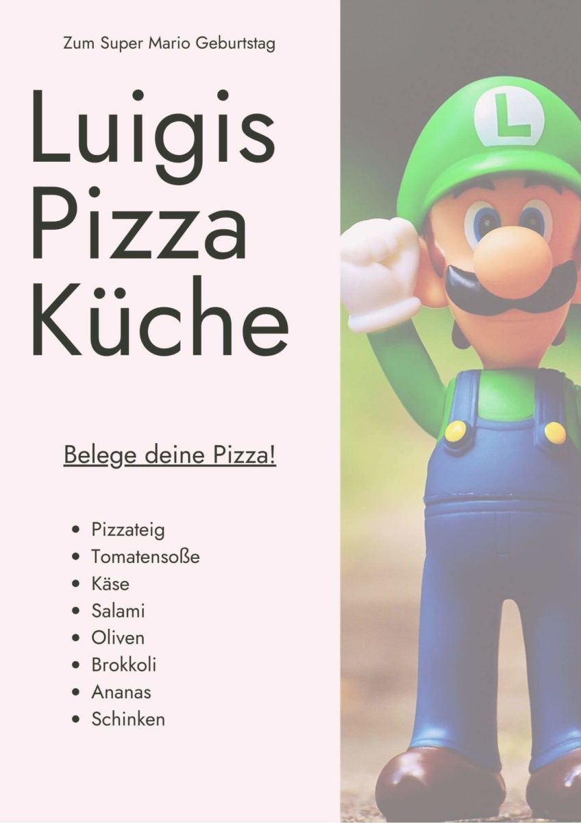 Luigis Pizza-Küche - Speisekarte zum Ausdrucken - Mamaskind.de