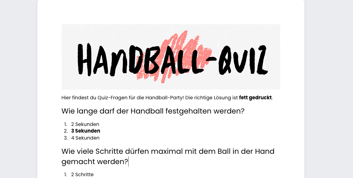 Vorschau auf das Handball-Quiz