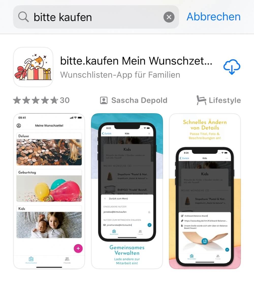 bitte.kaufen App im App-Store - Screenshot