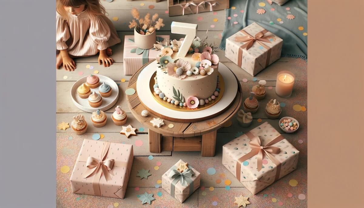 Kuchen mit Zahl 7 zum Geburtstag