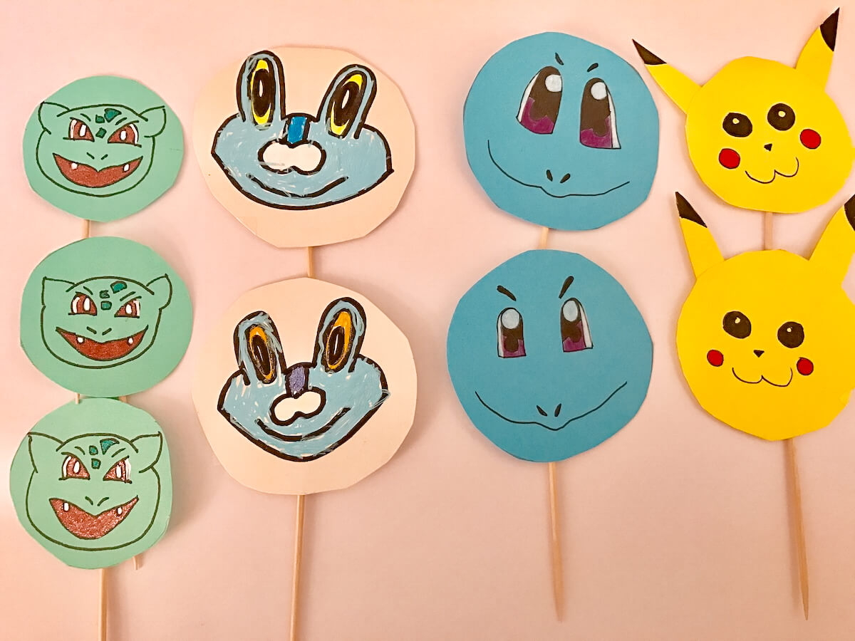 Unsere Pokémon Muffin Picker mit Zahnstocher - Bisasam, Froxy, Schiggy und Pikachu - bitte.kaufen