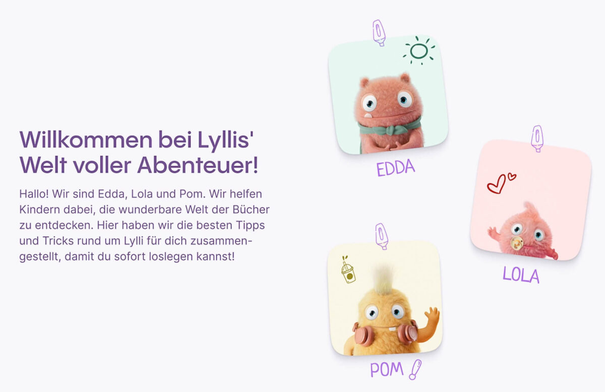 Maskottchen von Lylli: Edda, Lola und Pom - bitte.kaufen