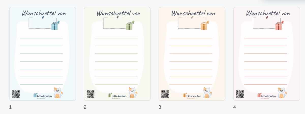 Wunschzettel-Vorlagen herunterladen