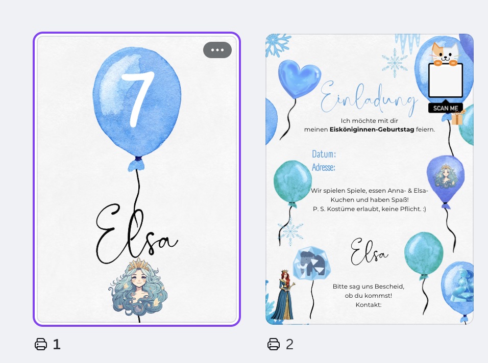 Einladungskarte für Eiskönigin-Geburtstag selbst gestalten und drucken - bitte.kaufen
