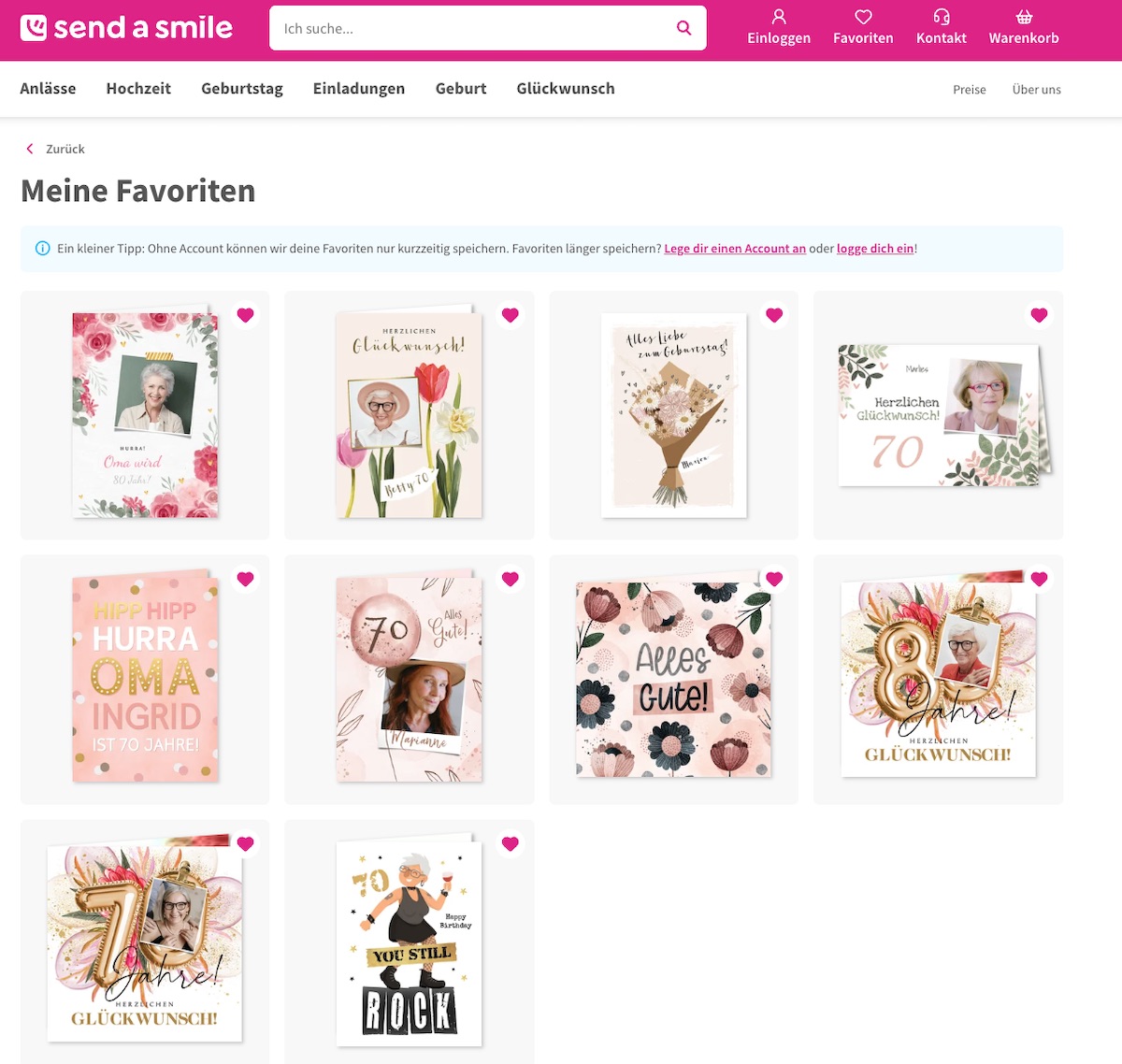 Meine Favoriten der send a smile Glückwunschkarten - bitte.kaufen