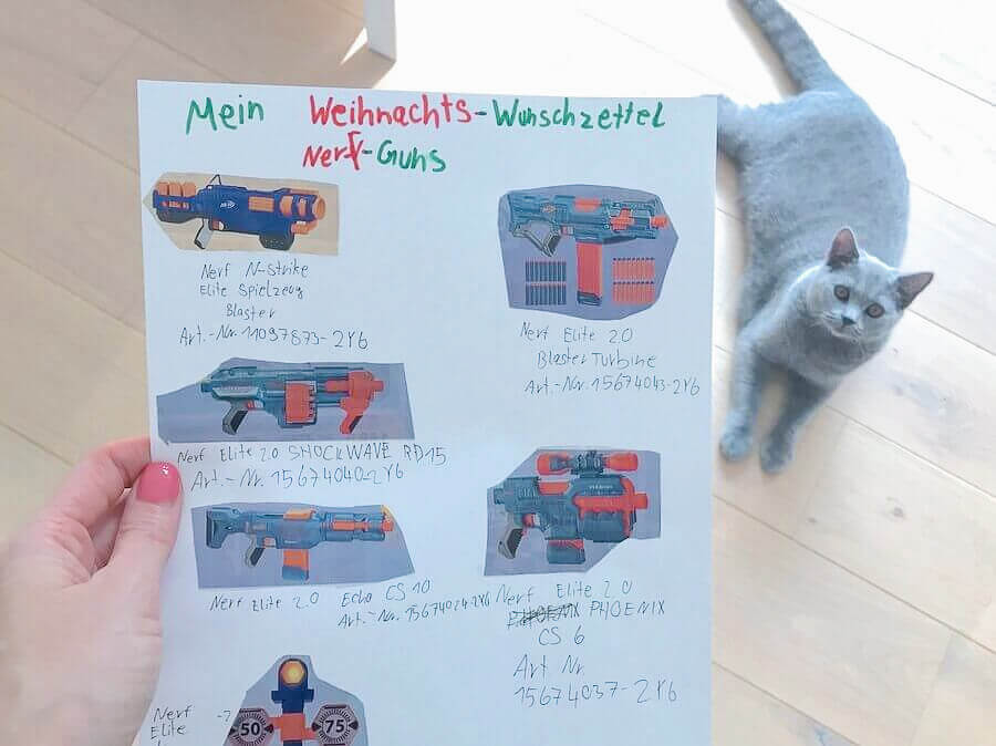 Wunschzettel meines 8 Jahre alten Sohnes: Nerf-Guns und Zubehör - bitte.kaufen